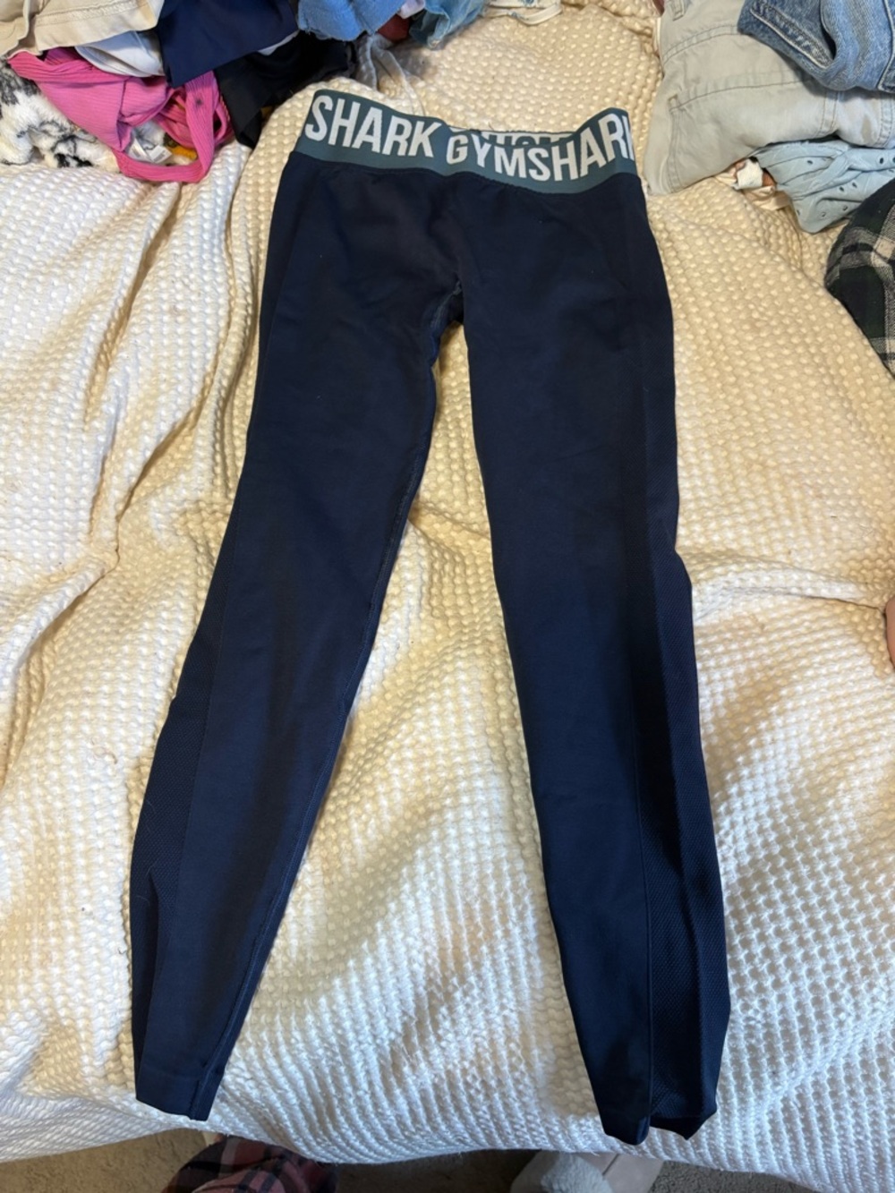 Gymshark Women’s Navy Leggings with Branded Waistband